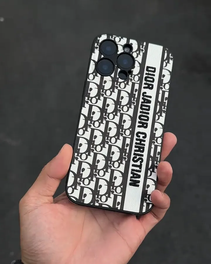 迪奧刺繡皮質磨砂手機殼-CASEZONE